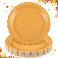 Orange Paper Plates 9 Inch - Fall Thanksgiving Dessert Plates, 30 Pack