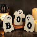 Halloween Ghost Wooden Signs Set - Boo Variation Indoor Holiday Decor