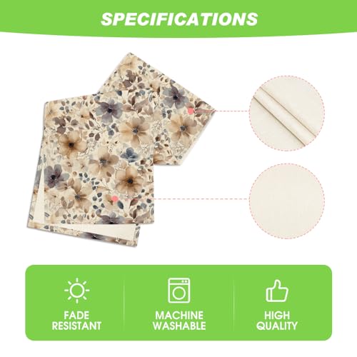 13x120 Inch Spring Poppy Floral Table Runner - Seasonal Kitchen Decor Brown