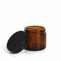 2 oz Amber Glass Jar w/Black Cap