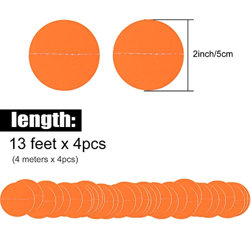 Orange Paper Circle Dots Garland - 4 Pack Party Decorations for Wedding, Birthday & Halloween