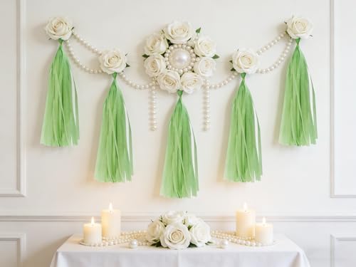 Colorful Tissue Paper Tassel Garland - Light Green 25 Pcs Party Decor
