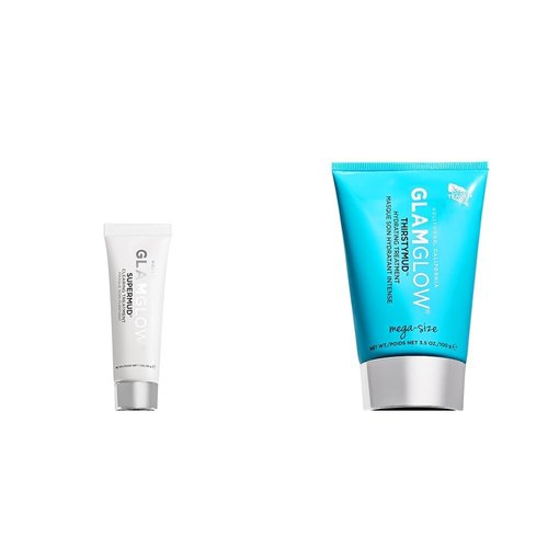 Glamglow SUPERMUD + THIRSTYMUD Set - Instant Clearing & Hydrating Face Masks for All Skin Types