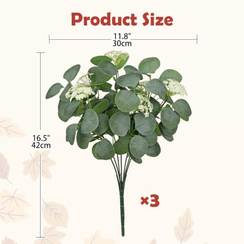 Artificial Eucalyptus Stem - Faux Greenery Bush for Floral Arrangements & Decor - Green