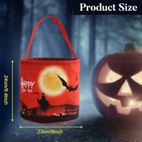 LED Light Up Pumpkin Candy Bag - Collapsible Reusable Halloween Trick or Treat Basket - Red