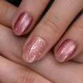 CurvLife Short Oval Shimmer Press On Nails - Ember Glow Variation
