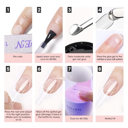 Solid Nail Glue Kit with 8G Glue and Mini UV/LED Lamp - Repositionable & Strong Hold