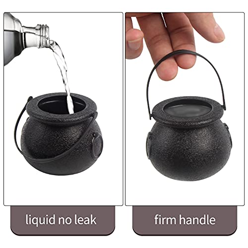 Mini Plastic Cauldron Party Favors - 12 Pack Small Halloween Candy Buckets