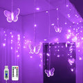 YOLIGHT Butterfly Curtain Lights 13ft Purple LED Fairy Lights with Remote