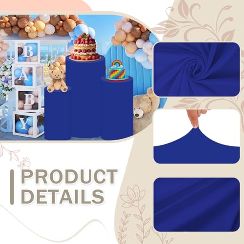 Set of 3 Royal Blue Cylinder Covers - Elastic Fabric Pedestal Stand Protectors (Variation of THIS listing)