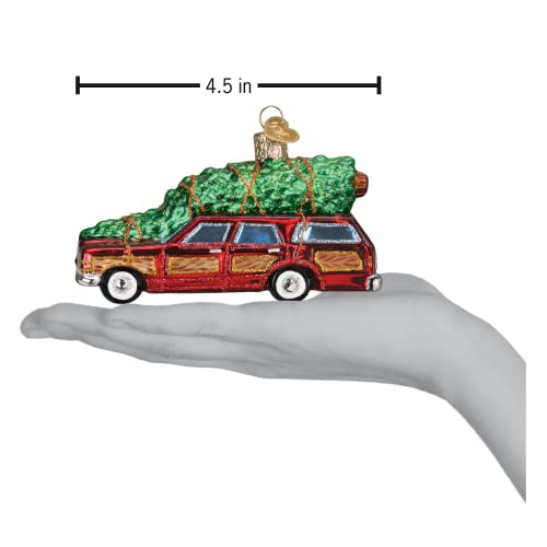 Glass Christmas Ornament - Station Wagon with Tree Handcrafted Holiday Decoration
