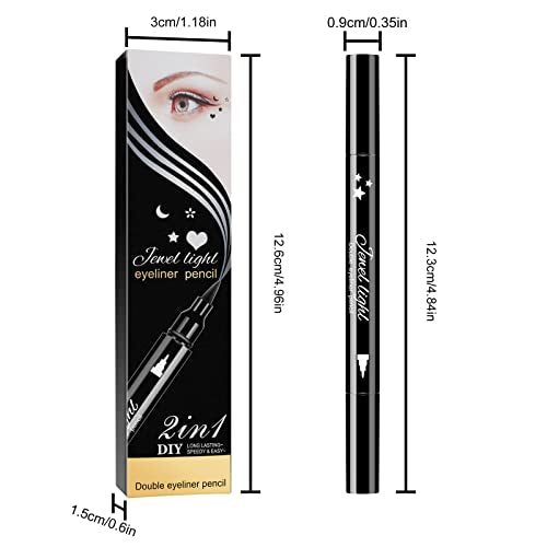 Ownest 3-Piece Double-Sided Liquid Eyeliner Pen Set with Stamp & Gel Tip, Waterproof & Smudgeproof