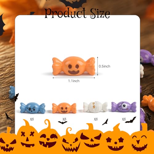 Halloween Resin Candy Figurines Set of 24 - Spooky Party Decor & Tabletop Decorations