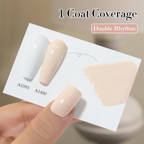 Double Rhythm 15ML Gel Polish - Cream White, Same Color, Soak Off Nail Art