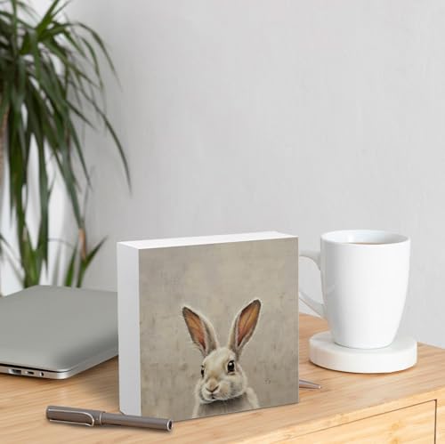 Rustic Easter Bunny Wooden Desk Sign - Holiday Farmhouse Home Decor - Variation 002