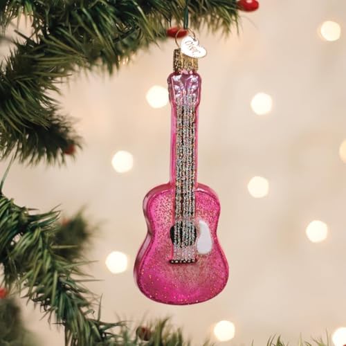 Glam Guitar Christmas Ornament - Handcrafted Glass Holiday Decor