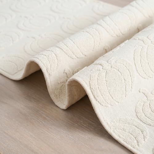 Artoid Mode Beige Soft 3D Jacquard Fall Table Runner 13x72 Inch