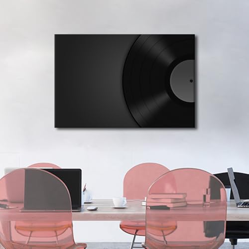 Black and White Music Canvas Wall Art - 24x16 Inch, Ready to Hang - Bedroom & Living Room Decor - Variation of Artwork-06