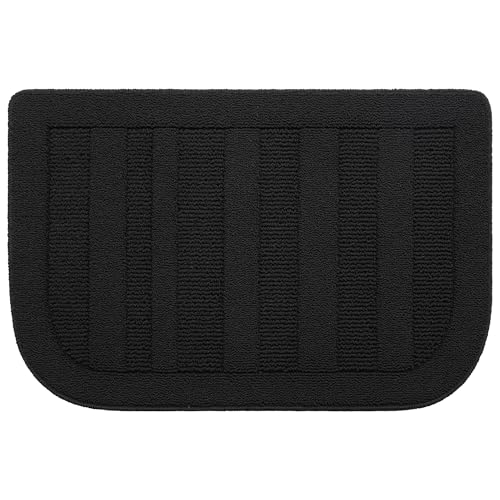 24x36 Inch Non Slip Washable Kitchen Rug - Black, Semicircular 2' x 3' Variation