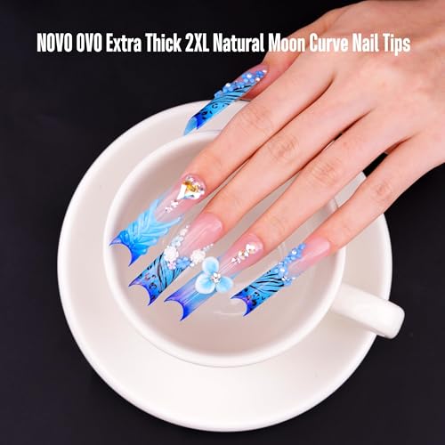 XXL Square Nail Tips with Sharp Point & Moon Curve - Extra Thick, Soft Gel, 15 Sizes, Matte Finish, DIY False Nails Kit
