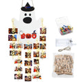 Halloween Ghost Door Sign with LED Lights and Photo Holder, Wooden Wall Decor