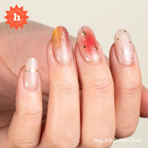 Semi Cured Gel Nail Strips - Hey, It's Golden Hour - Sun & UV Cure, Easy Application