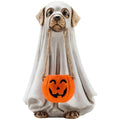 Halloween Ghost Dog Decoration - Cute Dog Holding Pumpkin Statue for Festive Decor - Variation of Dog