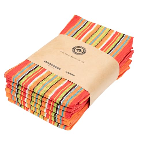 Mexican Kitchen Towels 6 Pack Red & Orange Southwest Dish Towels 28x16