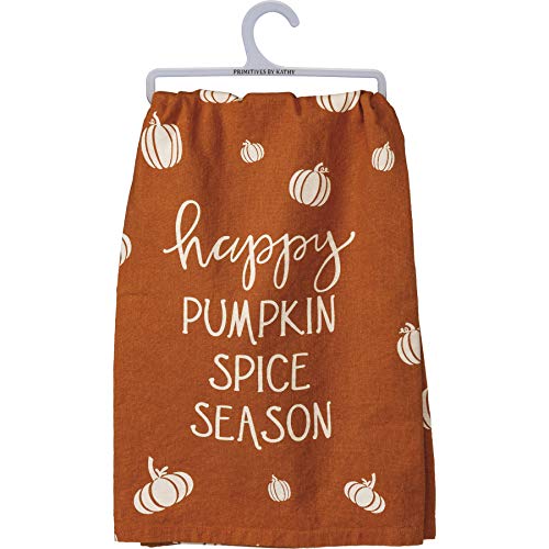 Happy Pumpkin Spice Season Kitchen Towel - Pumpkin Orange 28x28