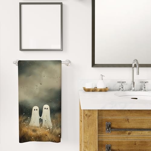 Halloween Kitchen Towels - Ghost Design, 16x24 Inches, Cute Bathroom Decor