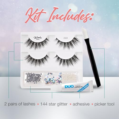 False Eyelashes Set with Rhinestones & Glitter - DIY Glam Lashes for Party & Events