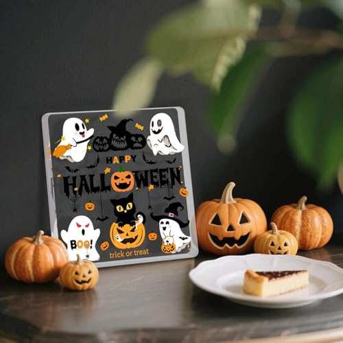 Halloween Ghost Acrylic Ornament Decor - Scary Cute Pumpkin Bat Witches Set