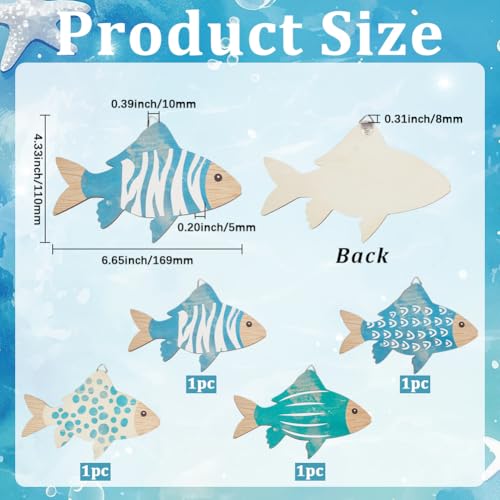 Wood Fish Wall Decor - Nautical Coastal Beach Art Set - Style2