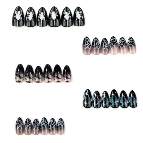 Halloween Press On Nails Medium Almond Dark Style - Variation 46, 30Pcs