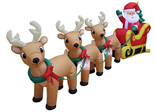 Christmas Inflatable Decorations Bundle - Santa, Reindeer, Tree, Lights