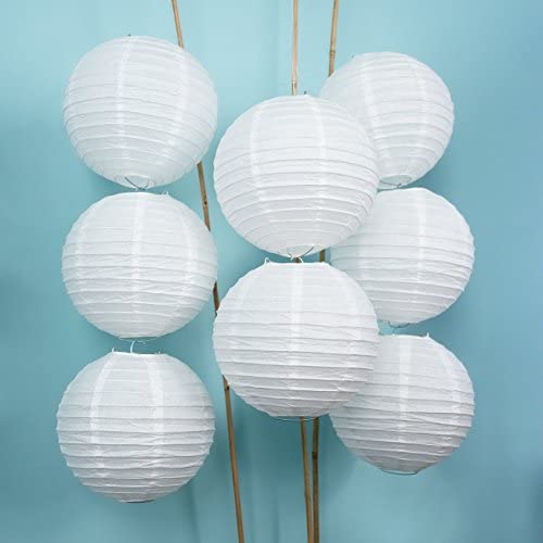 6 Inch White Paper Lanterns - 12-Pack Decorative Round Party Hanging Lights