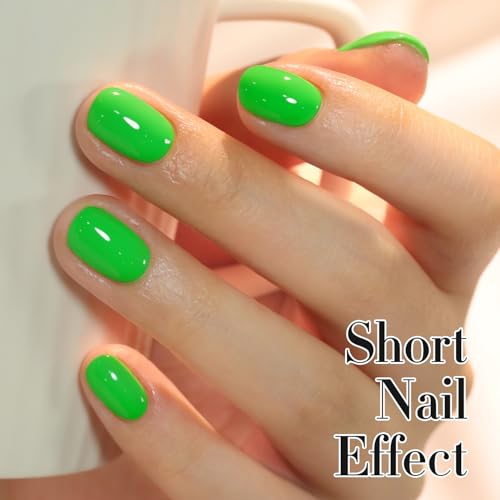 Bright Green Gel Nail Polish - 15ML Same Color Soak Off Manicure Set - Hot Green Variation