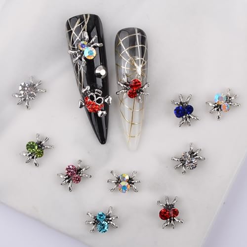 Silver Spider Nail Charms - 20Pcs Halloween 3D Alloy Nail Art Decorations