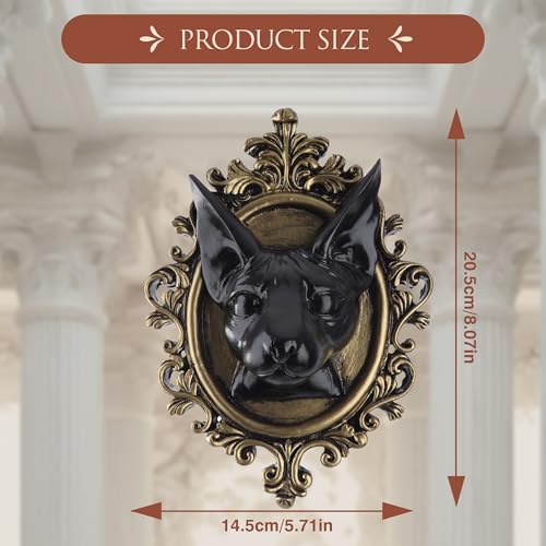 Black & Gold Cat Wall Decor - Gothic Animal Head Wall Art for Home & Holiday