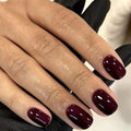 Black Cherry Short Square Press-On Nails with Gel Finish - Style 11, 24 Pcs