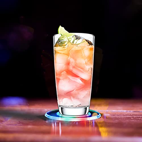 6PCS LED Drink Coasters Set with Changing Light Waterproof Non-Slip for Parties & Events