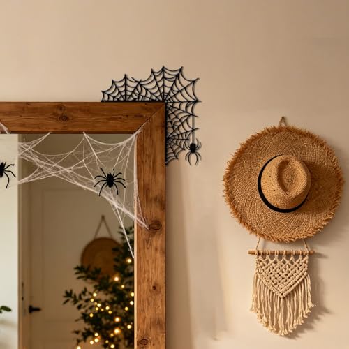 Spider Web Door Topper Sign Wall Art Decor - Weather-Resistant Metal