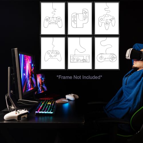8 Pcs Gaming Wall Art Prints - Boys Room Decor Posters for Game Room & Office
