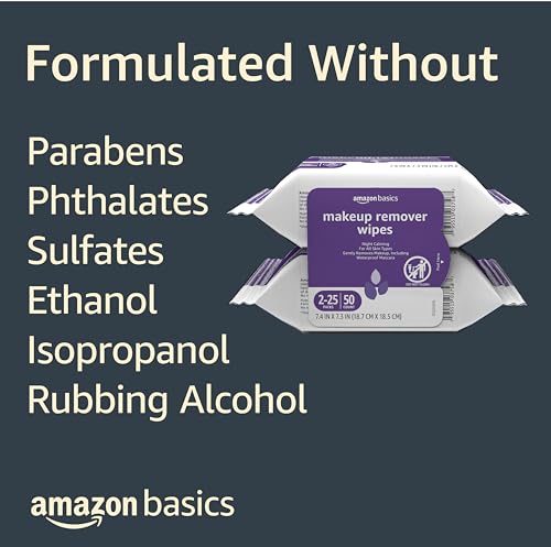 Night Calming Makeup Remover Wipes - 25 Count Pack of 2, Gentle & Waterproof Makeup Removal