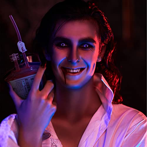 Halloween Blood Bags with Syringes Party Supplies for Drinks - 24 Pieces