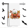 Halloween Kitchen Dish Towels Set with Ghost Pumpkin Bats - H-4 Variation