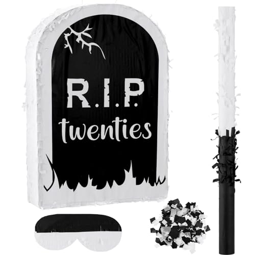 30th Birthday Piñata Set with Tombstone Design - Fun Death to My 20s Party Supplies