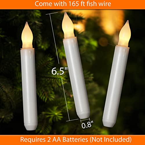 Floating Candle Set with Wand Remote - 12 Warm Yellow Flameless LED Candles - Witch Decor
