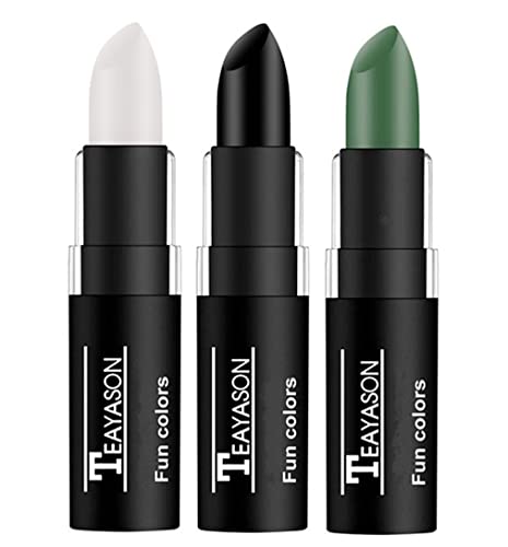 Clown White Black Green Face Makeup Sticks - Waterproof SFX & Halloween Set - Variation: White+Black+Green
