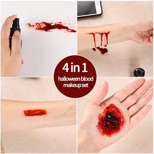 Halloween Fake Blood Spray & Blood Box Set for Makeup and Costumes - Realistic Wounds